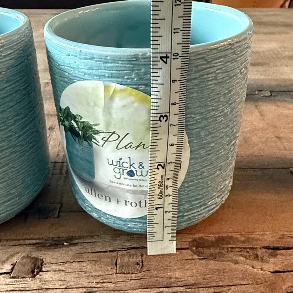 Aqua Textured Ceramic Planter - Set of 2